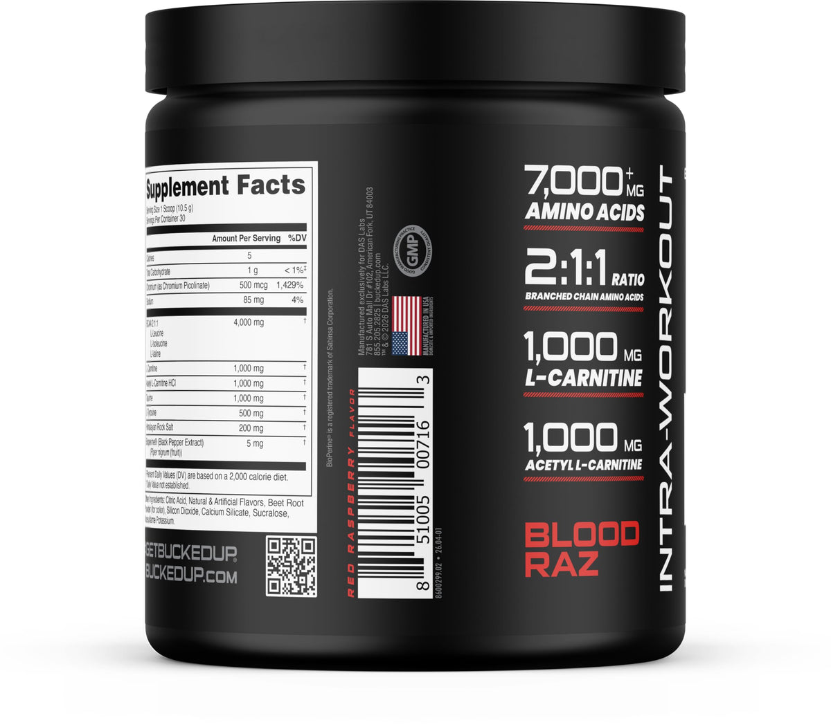 Bucked Up Racked Blood Raz BCAA 2-1-1 408g lifestyle scene