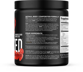 Bucked Up Racked Blood Raz BCAA 2-1-1 408g scoop with powder