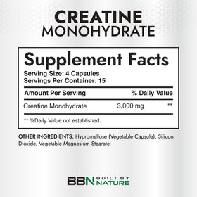 Built by Nature Créatine Monohydrate Capsules 60 unités emballage