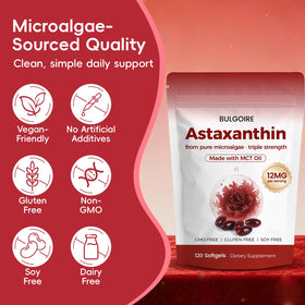 BULGOIRE Astaxanthin 12mg gélules affichées sur une table