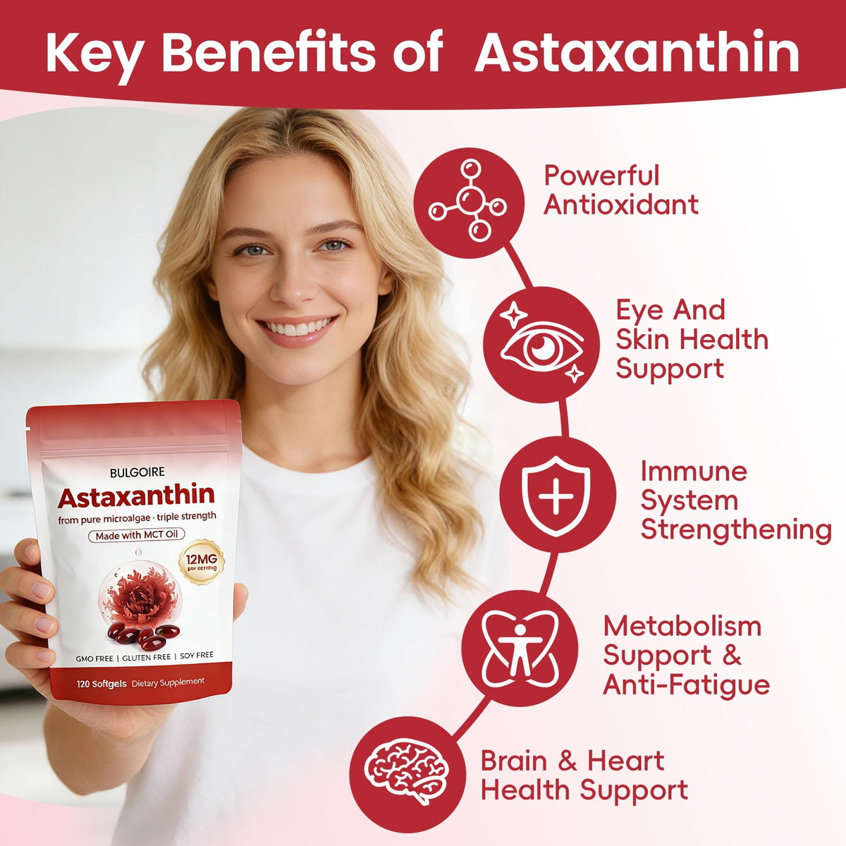 BULGOIRE Astaxanthin 12mg gélules avec arrière-plan nature