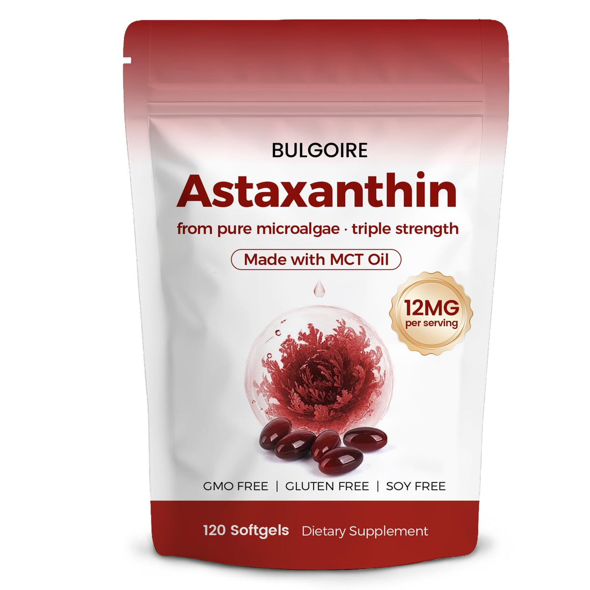 BULGOIRE Astaxanthin 12mg gélules avec bouteille et étiquette