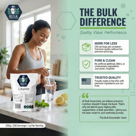 Bulk Essentials L-Arginine Poudre 250g avec une cuillère de mesure