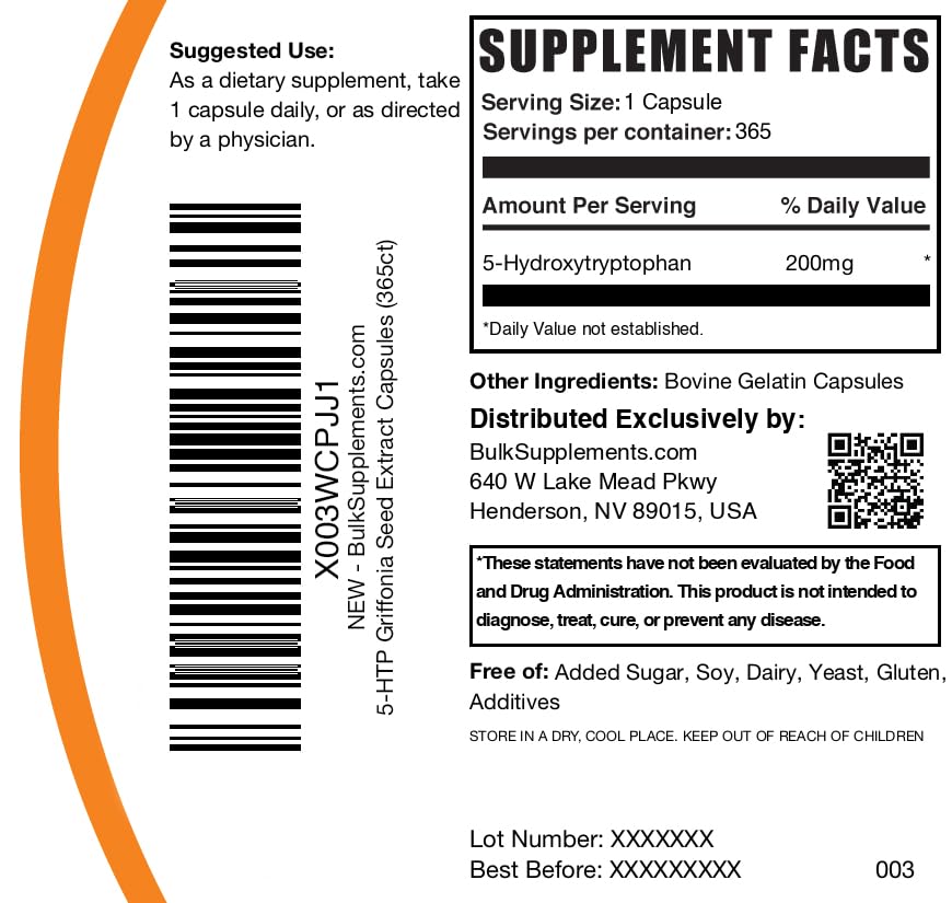 BulkSupplements 5-HTP Capsules 200mg dans un environnement de vie actif