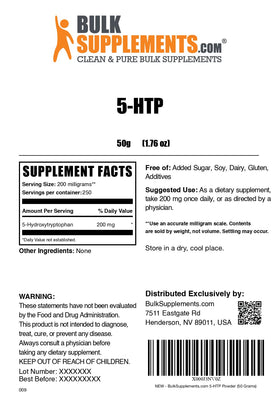 BulkSupplements 5-HTP Poudre 200mg 59g cuillère doseuse