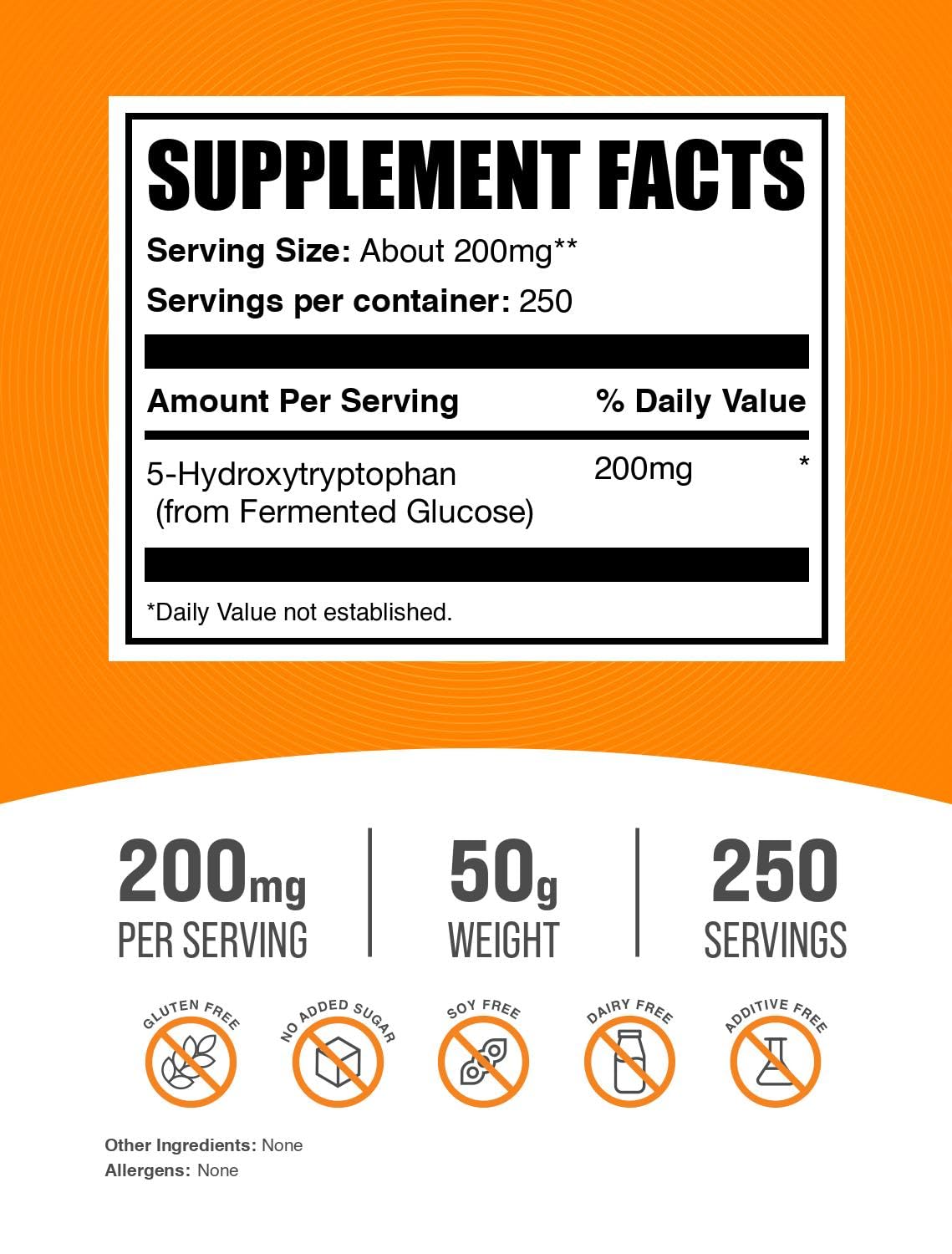 BulkSupplements 5-HTP Poudre 200mg 59g emballage