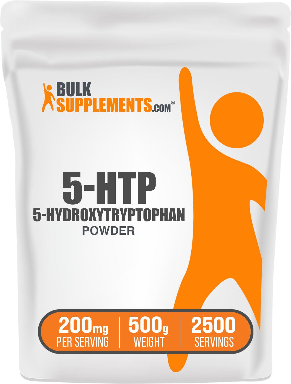 BulkSupplements 5-HTP Poudre 500g vue avant avec étiquette