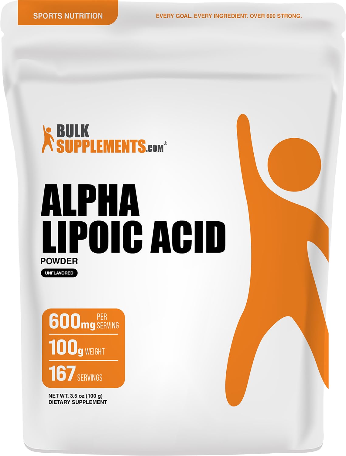 BulkSupplements Acide Alpha Lipoïque Poudre 100g vue de face