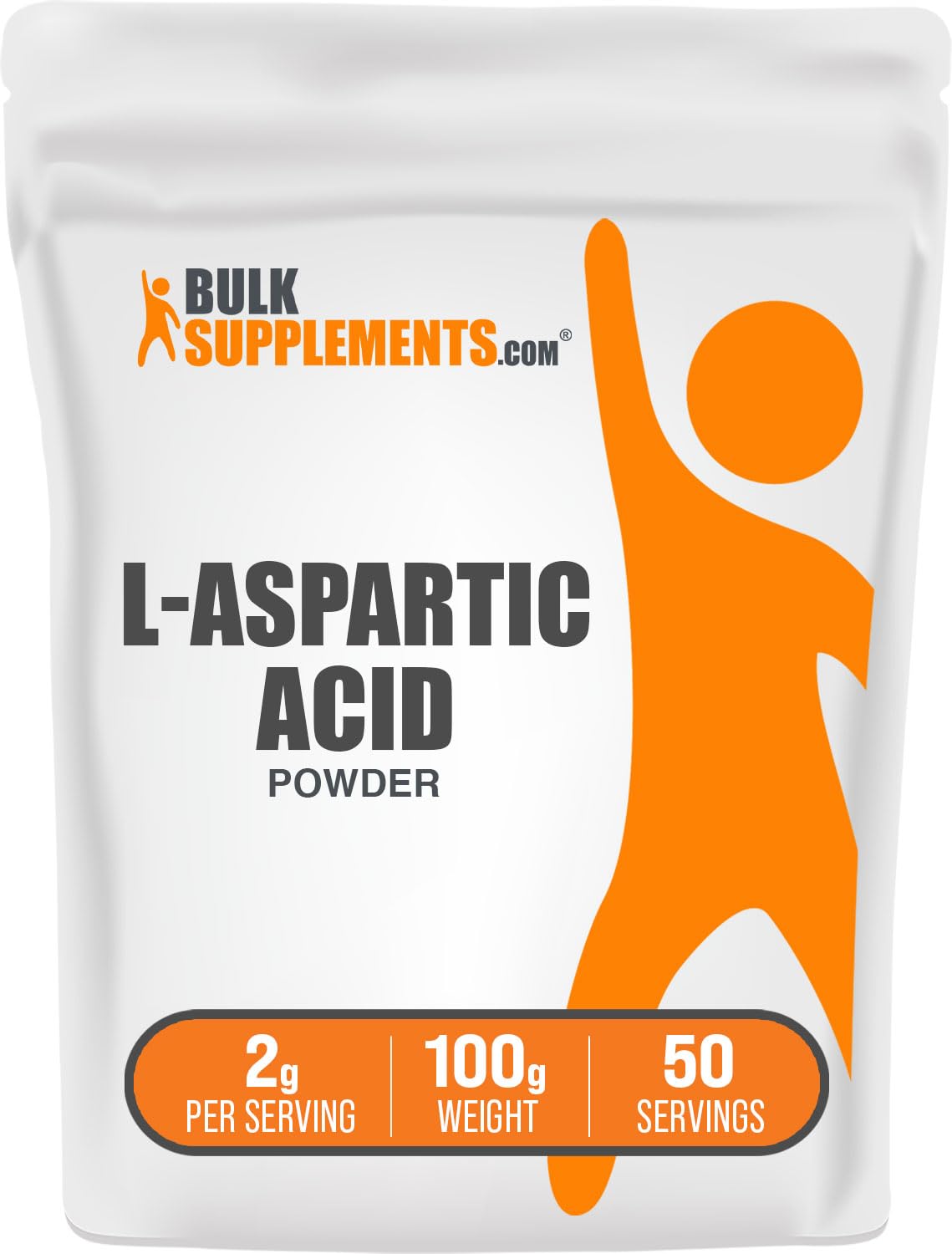 BulkSupplements Acide L-Aspartique Poudre 100g vue avant