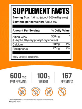 BulkSupplements Alpha GPC Poudre 300mg 100g emballage