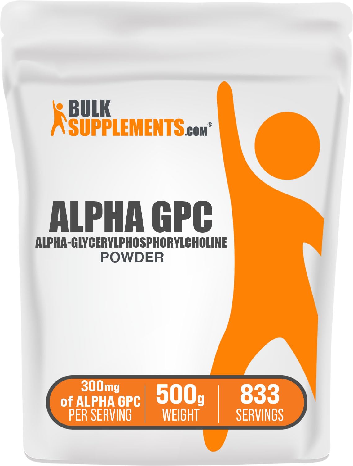 BulkSupplements Alpha GPC Poudre 300mg 500g vue de face