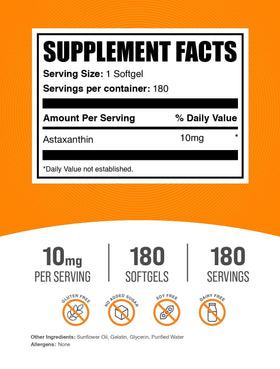 BulkSupplements Astaxanthin 10mg gélules molles arrière