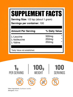 BulkSupplements BCAA 2:1:1 Poudre 100g emballage