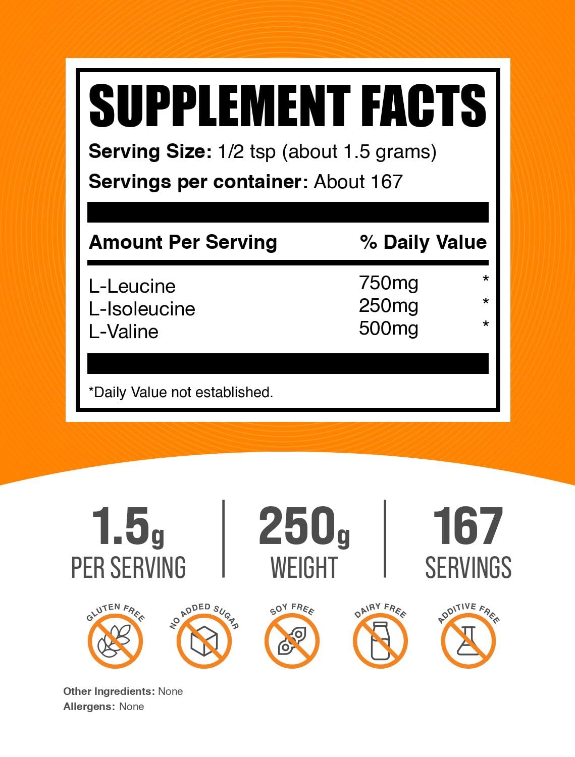 BulkSupplements BCAA 3:1:2 Poudre 250 g emballage