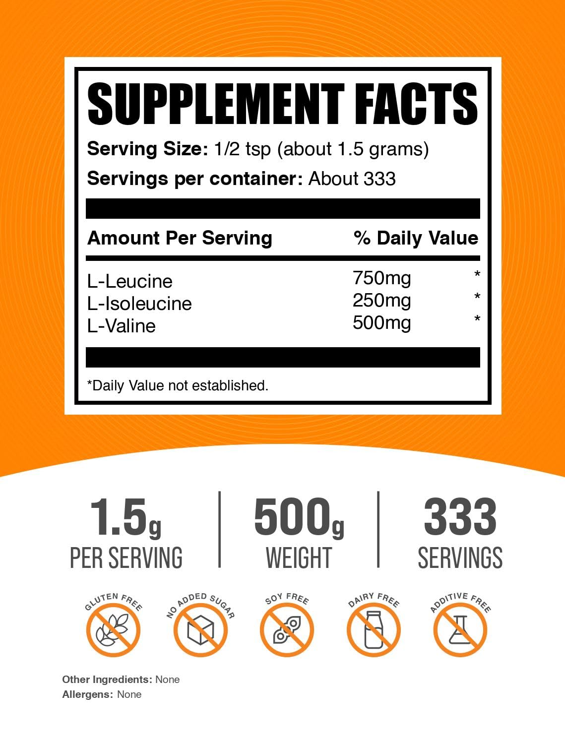 BulkSupplements BCAA 3:1:2 Poudre 500g emballage