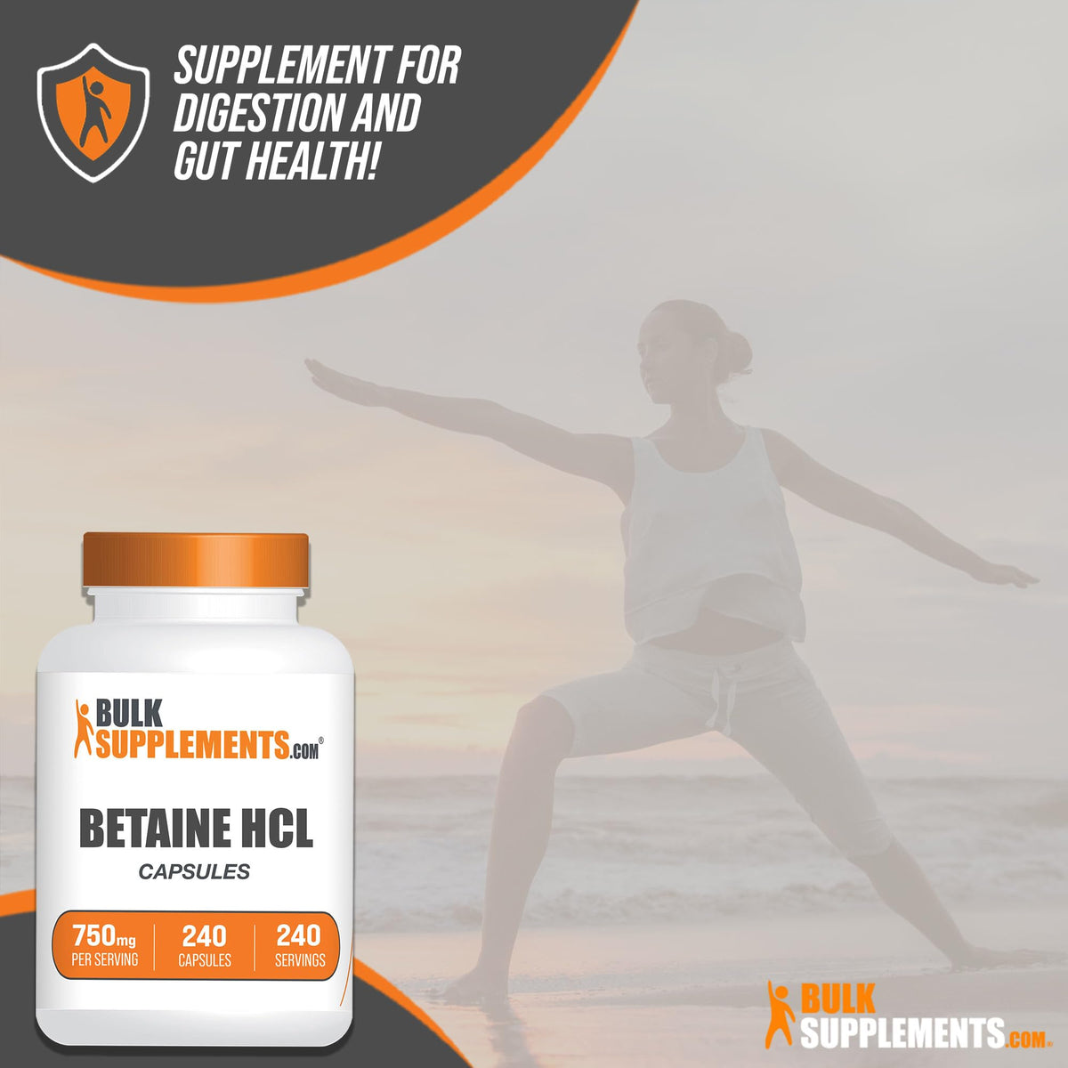 BulkSupplements Betaïne HCl 750mg Capsules avec ingrédients
