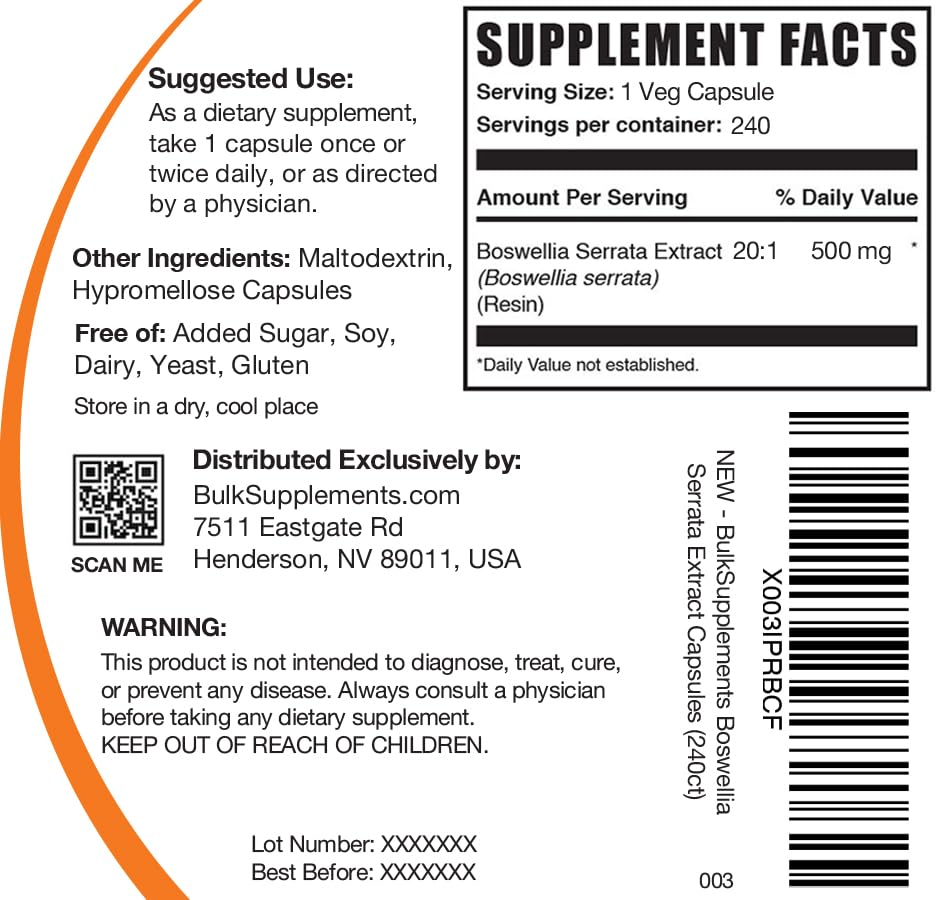 BulkSupplements Boswellia Serrata 500mg capsules lifestyle scene