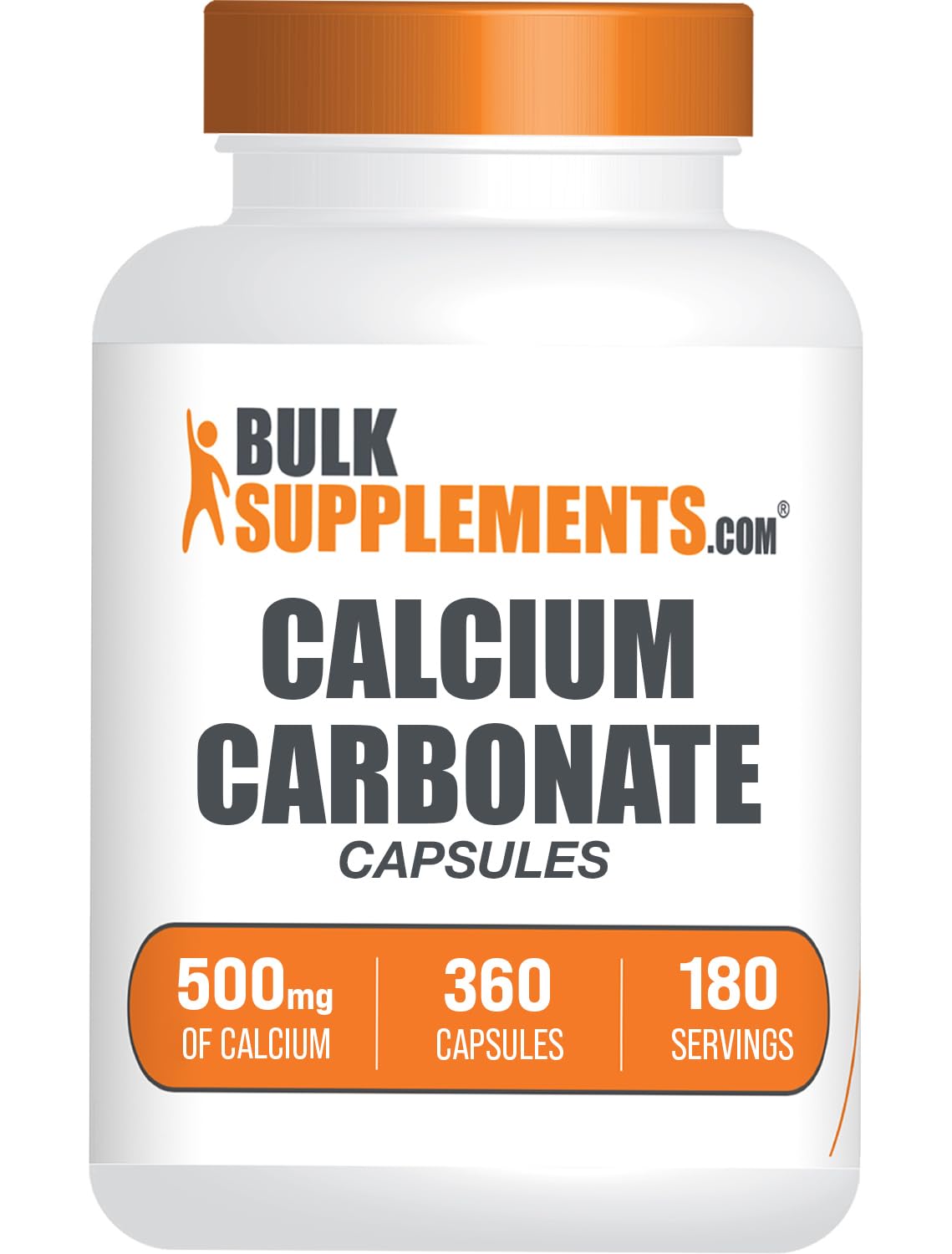 BulkSupplements Calcium Carbonate 500mg capsules, vue de face