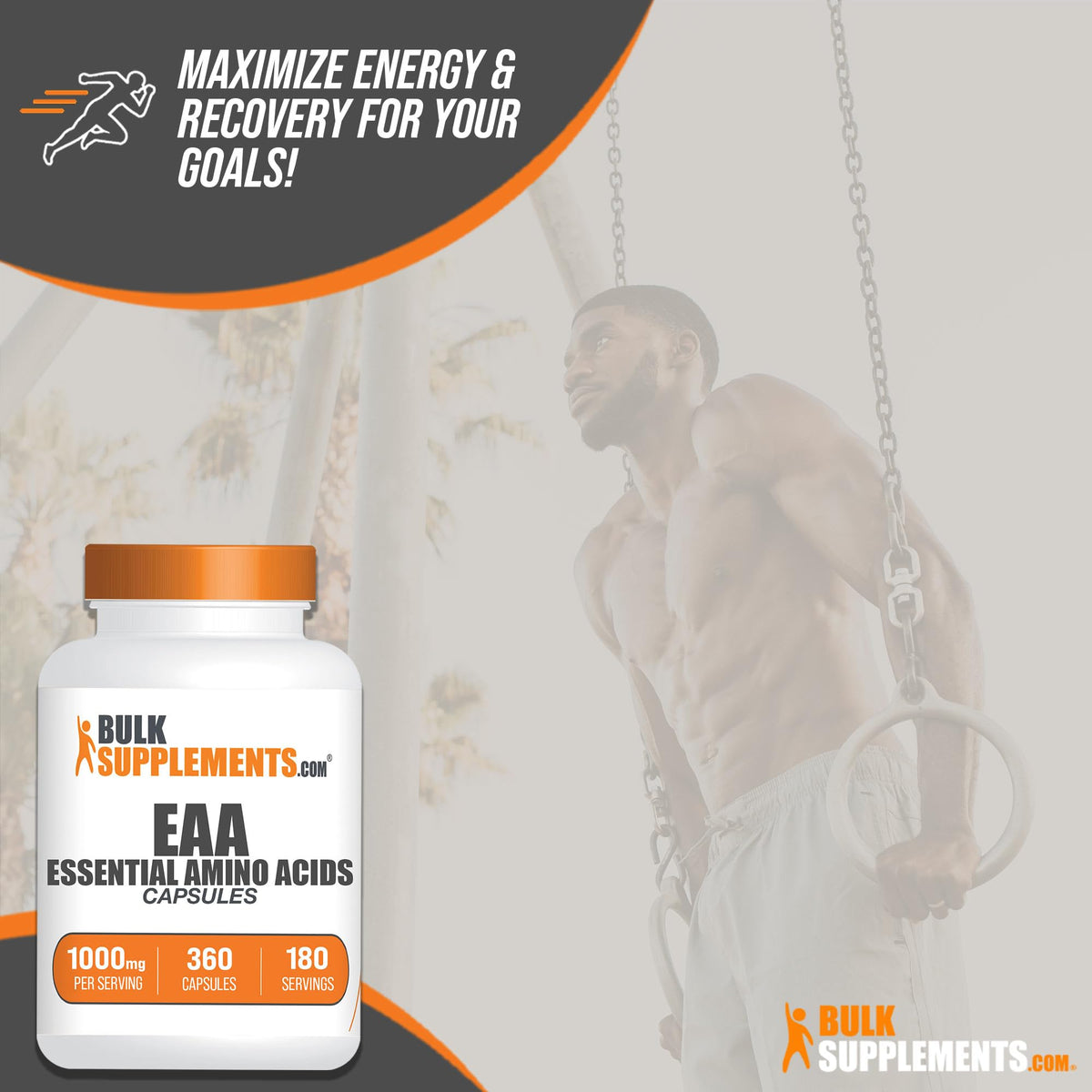 BulkSupplements Capsules d'Amino Acides Essentiels 1000mg côté gauche
