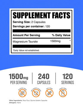 BulkSupplements capsules de magnésium taurate 1500mg vue de côté