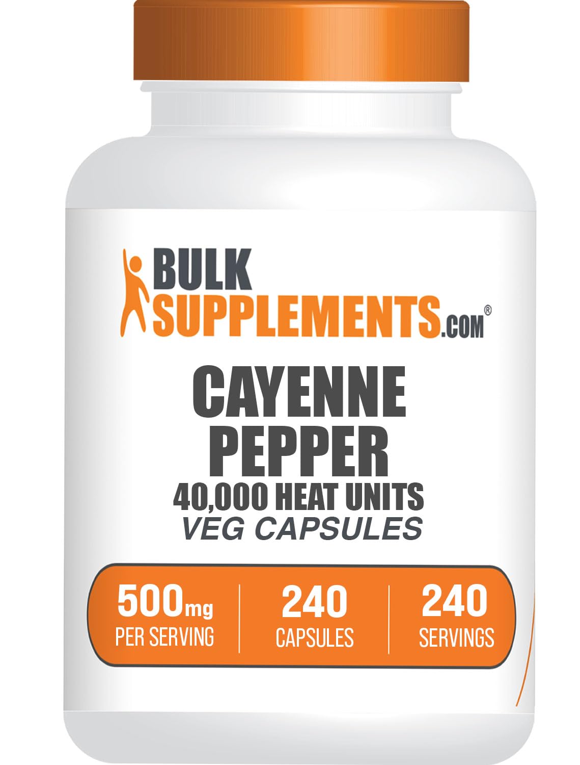BulkSupplements capsules de poivre de cayenne 40000 HU, vue de face