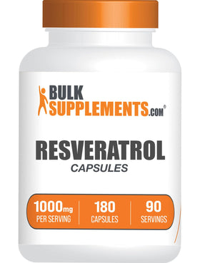 BulkSupplements Capsules de Résvératrol 1000mg, vue de face sur l'emballage
