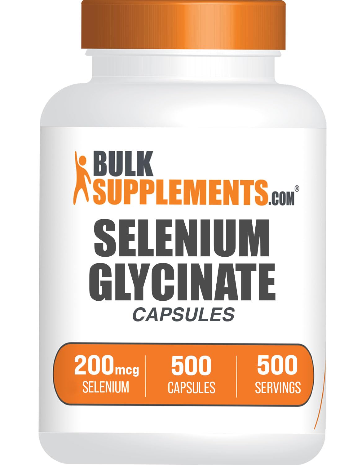 BulkSupplements capsules de sélénium glyciné 200mcg vue de face