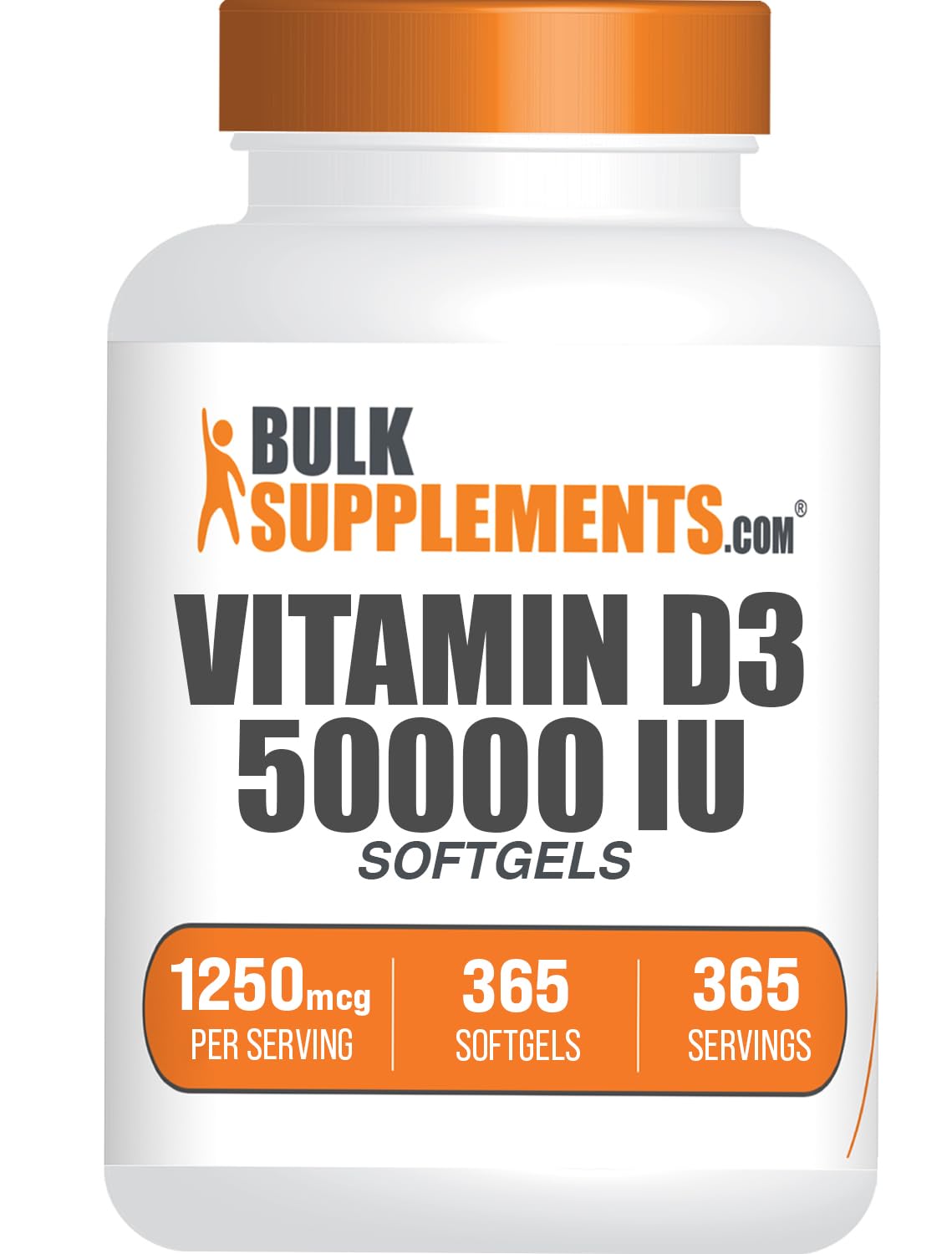 BulkSupplements Capsules de Vitamine D3 50000 UI - vue de face