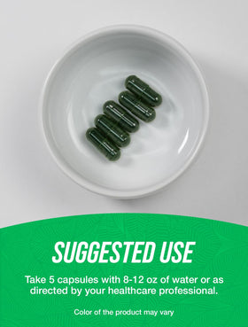 BulkSupplements Chlorella Capsules 3000mg avec verre d'eau