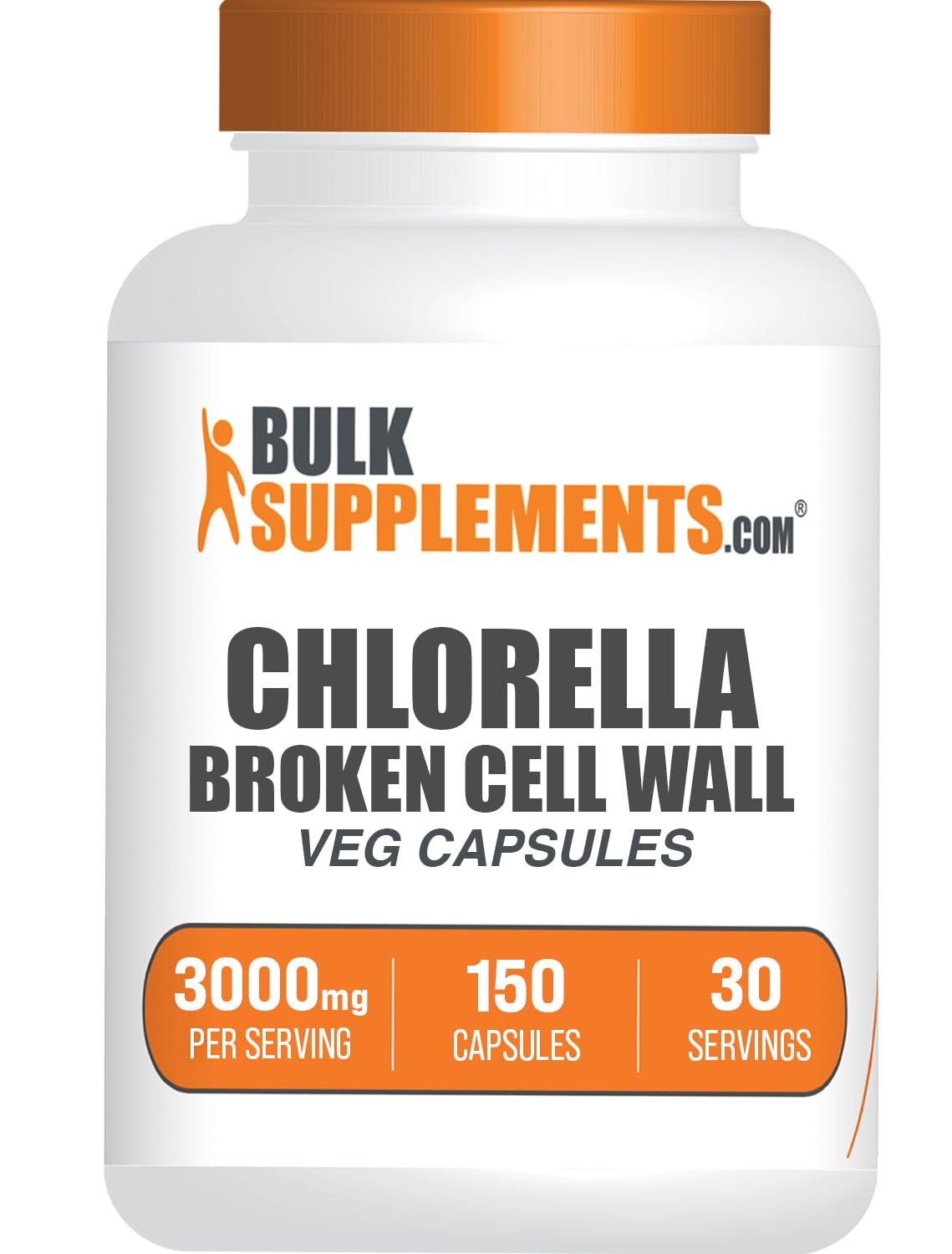 BulkSupplements Chlorella Capsules 3000mg devant d'emballage