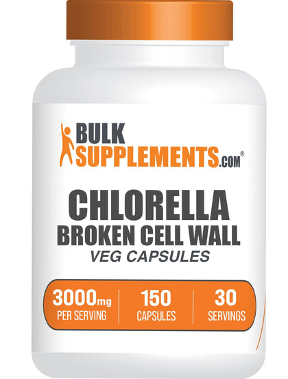 BulkSupplements Chlorella Capsules 3000mg devant d'emballage
