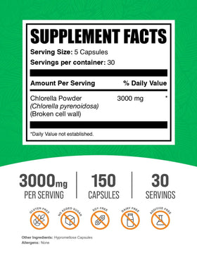 BulkSupplements Chlorella Capsules 3000mg dos d'emballage