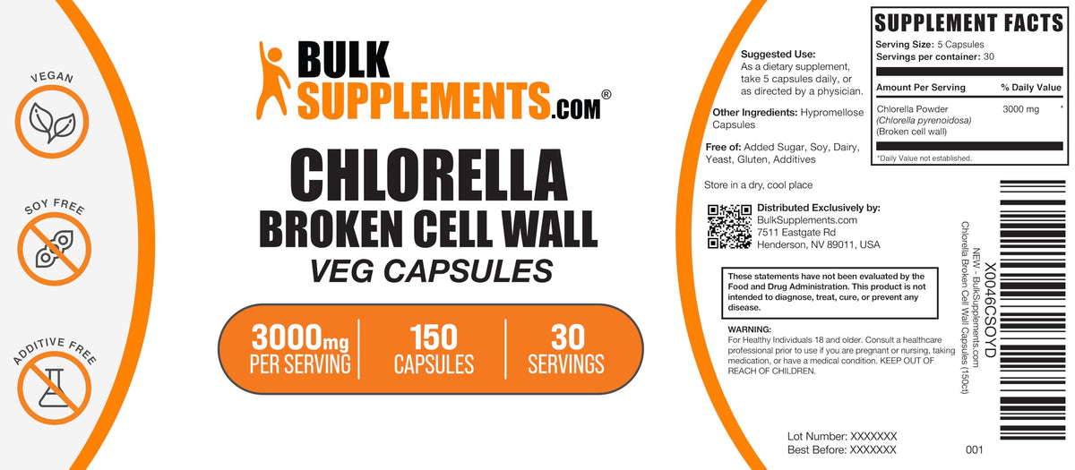 BulkSupplements Chlorella Capsules 3000mg en main