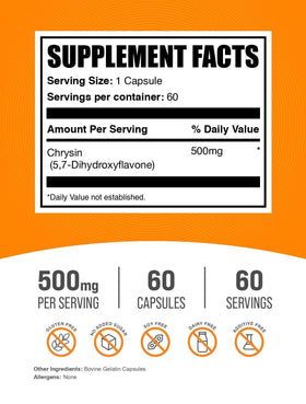 BulkSupplements Chrysin Capsules 500mg vue de côté