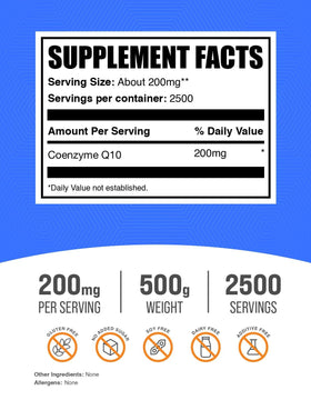 BulkSupplements Coenzyme Q10 Poudre 200mg 500g emballage
