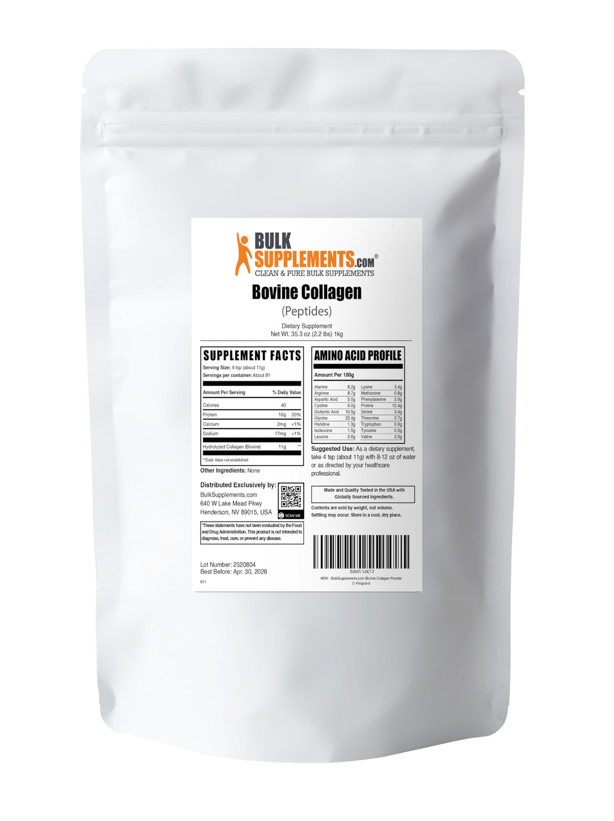 BulkSupplements Collagène Peptides Poudre 1kg, utilisation dans un smoothie