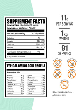 BulkSupplements Collagène Peptides Poudre 1kg, vue de côté