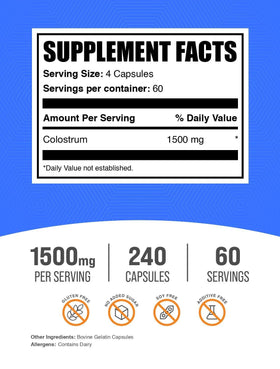 BulkSupplements Colostrum Capsules emballage et étiquette