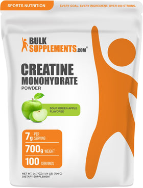 BulkSupplements Créatine Monohydrate Poudre 700g Saveur Pomme Verte vue avant