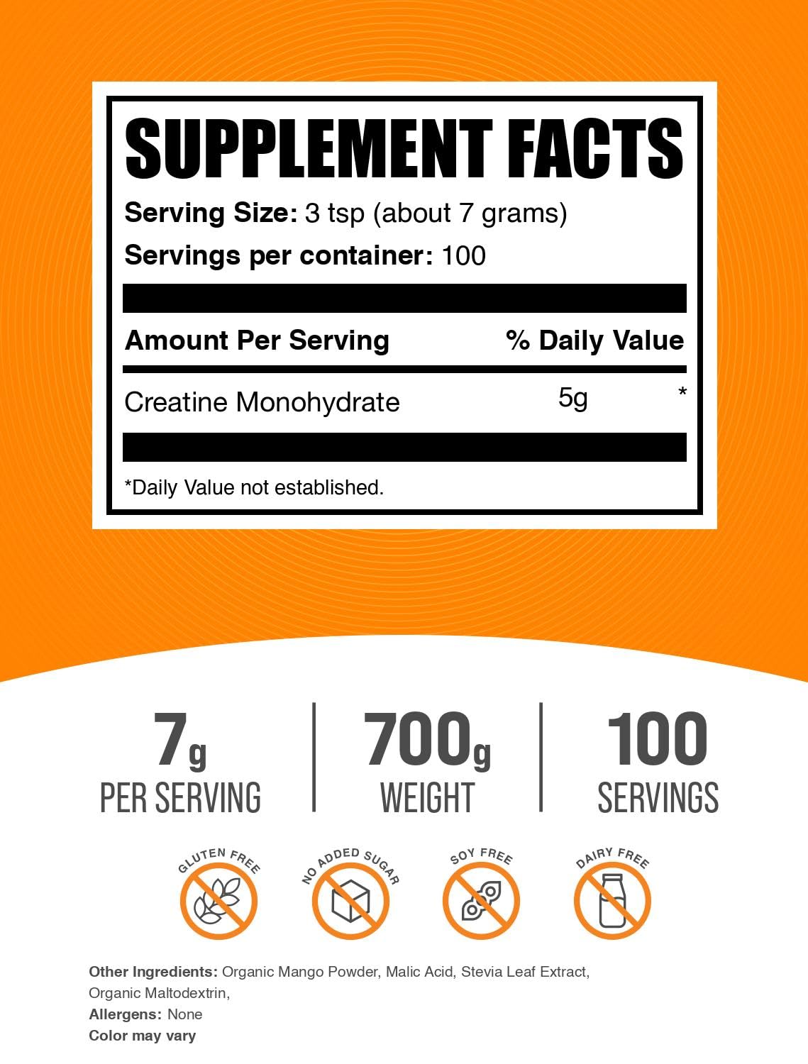 BulkSupplements Créatine Monohydrate poudre avec mesure