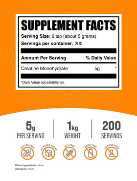 BulkSupplements créatine monohydrate poudre dans un verre