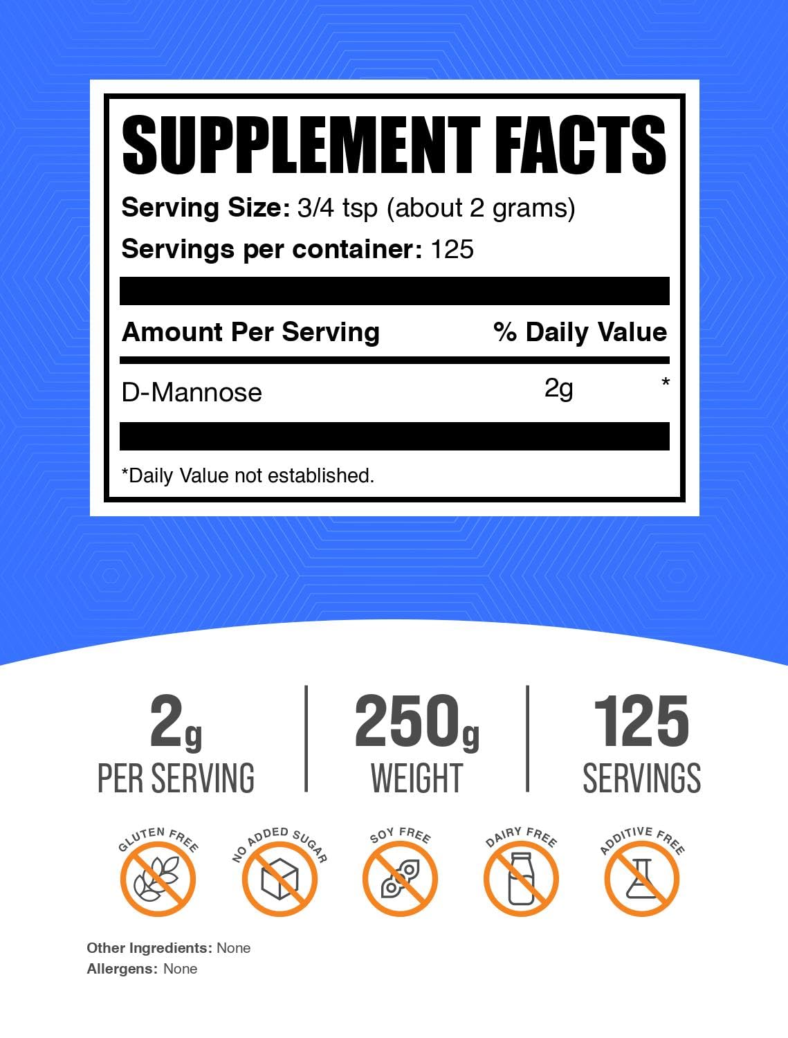 BulkSupplements D-Mannose poudre avec cuillère doseuse