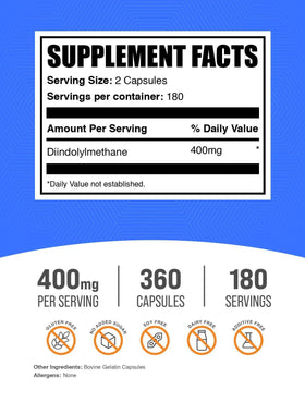 BulkSupplements DIM capsules étiquette détaillée sur le flacon