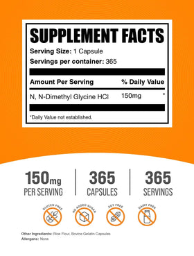 BulkSupplements DMG HCl Capsules 150mg, étiquette et dosage