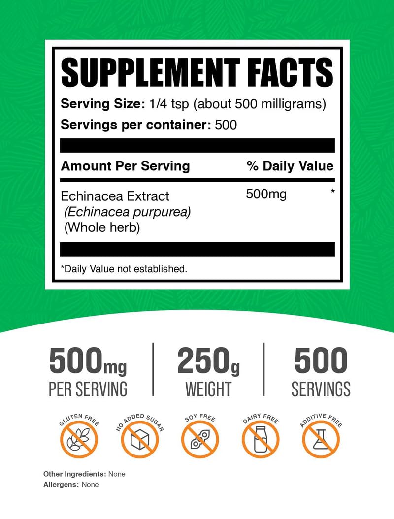 BulkSupplements étiquette de la poudre d'extrait d'échinacée 500mg