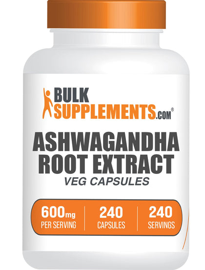 BulkSupplements Extrait d'Ashwagandha capsules vue de face