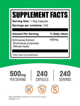 BulkSupplements Extrait d'Échinacée 500mg Capsules - vue arrière