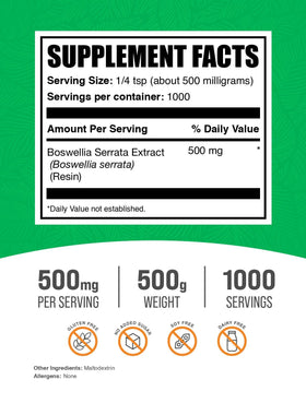 BulkSupplements Extrait de Boswellia Serrata 500g - poudre de Boswellia