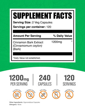 BulkSupplements Extrait de Cannelle Ceylan Capsules - vue arrière