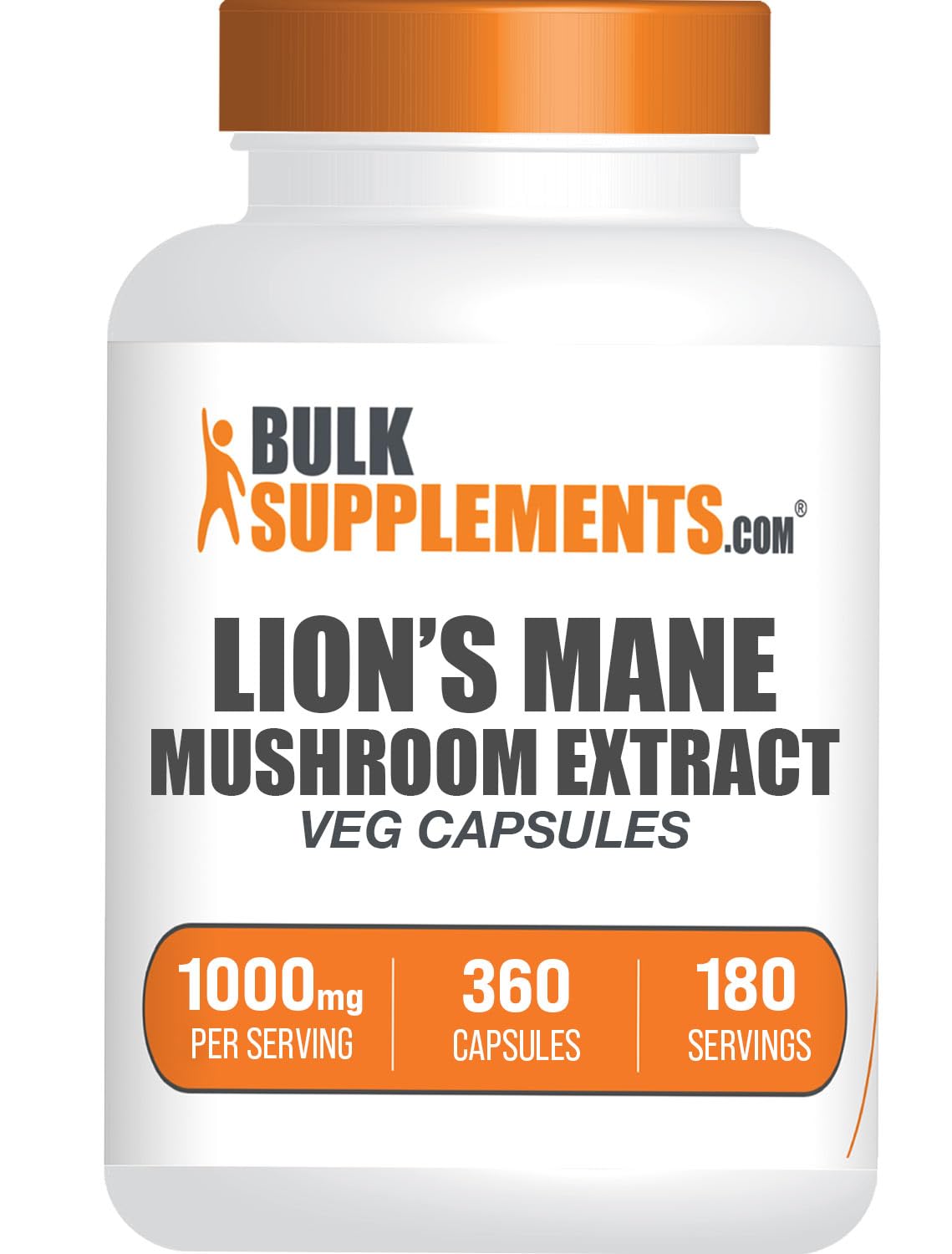 BulkSupplements Extrait de Champignon Lion's Mane 360 capsules vue avant